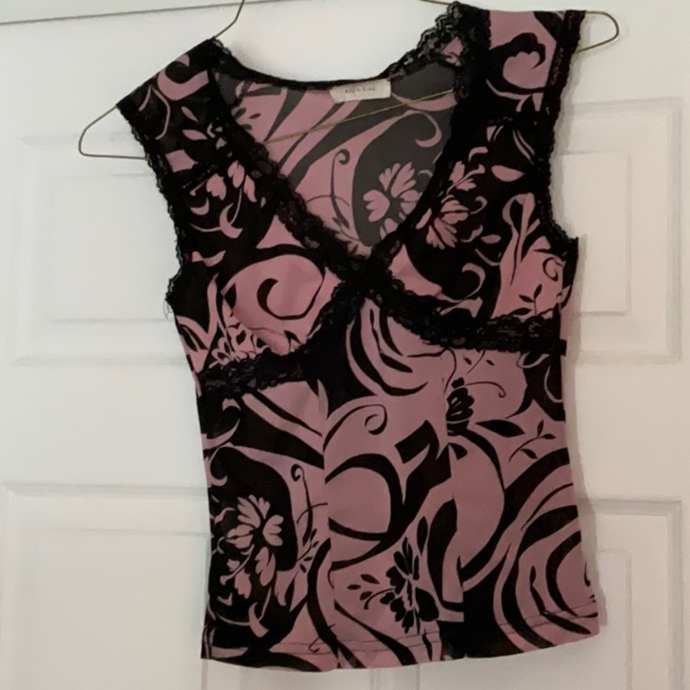 Sexy Black and pink lace top
